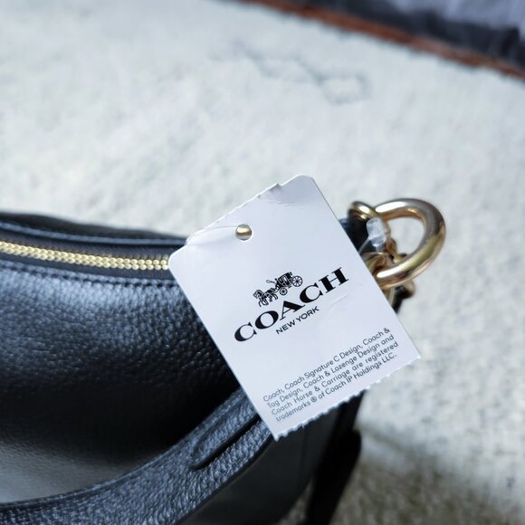 NWT Coach Black Leather Sutton Shoulder Crossbody Bag with Dust Bag - Picture 15 of 16